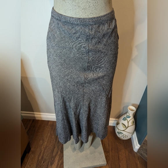 Vintage Dalia 90s Linen Rayon Maxi mermaid hem Skirt Charcoal Size 14 - Picture 7 of 15